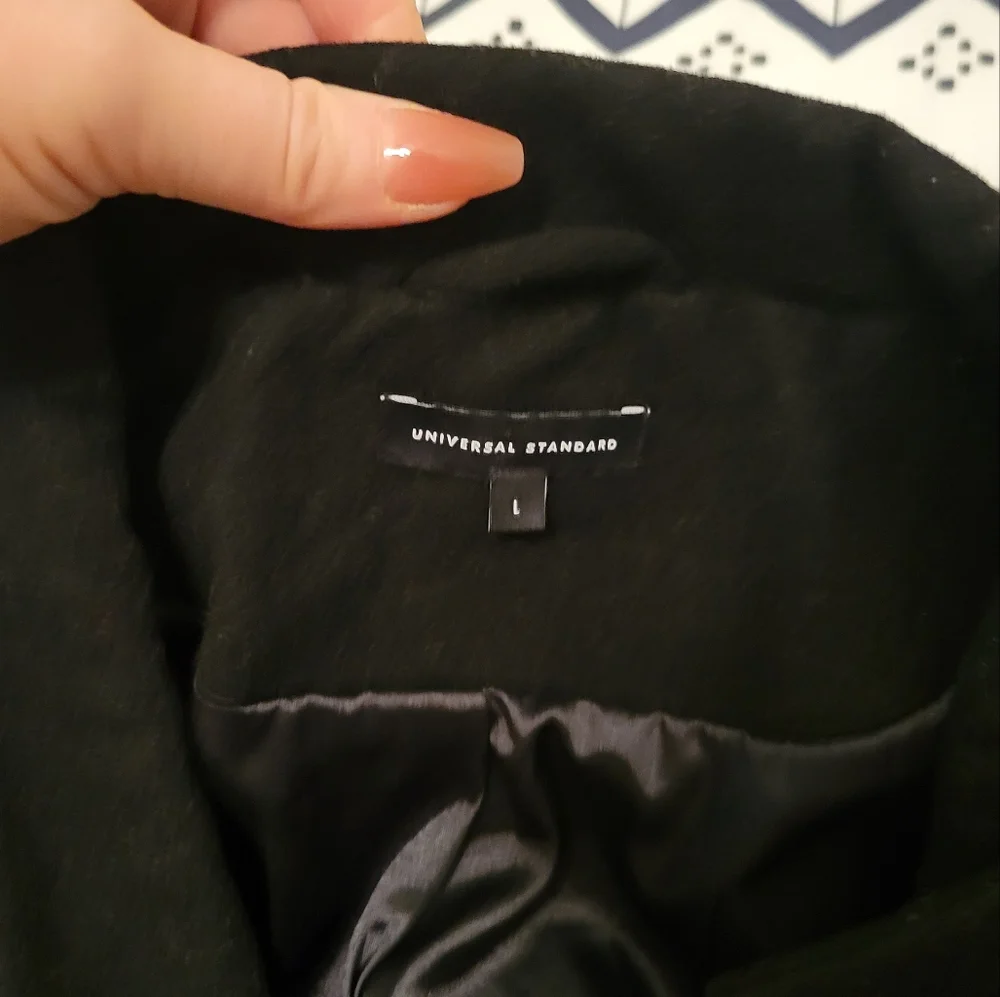 UNIVERSAL STANDARD Black Beas Wool Single Breasted Coat Winter Jacket Size L - Picture 10 of 12